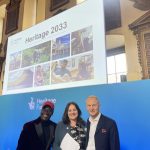 SEM's Maxwell A Ayamba with National Lottery Heritage Fund's Chair Dr Simon Thurley and Chief Executive ⁦⁦Eilish McGuinness