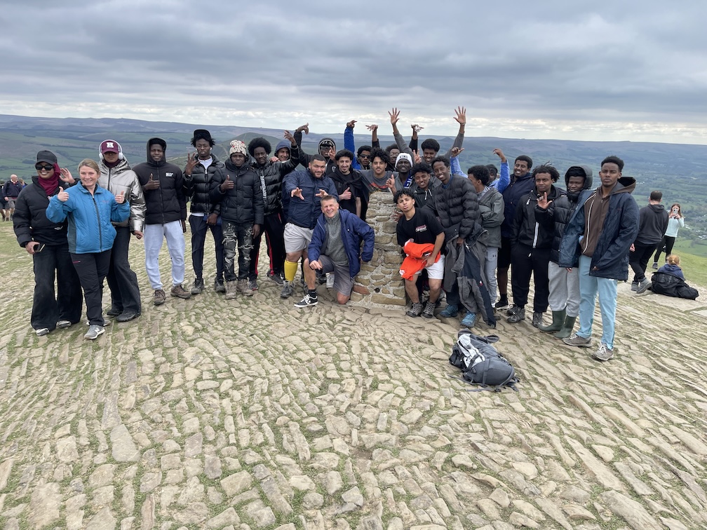Sheffield College Students at the top of Mam Tor, Peak District National Park