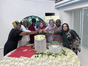 cutting the cake